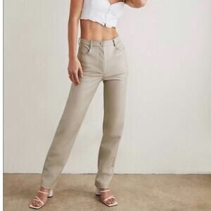 Aritzia Wilfred Melina Super High-Rise Faux Leather Pants in Light Taupe